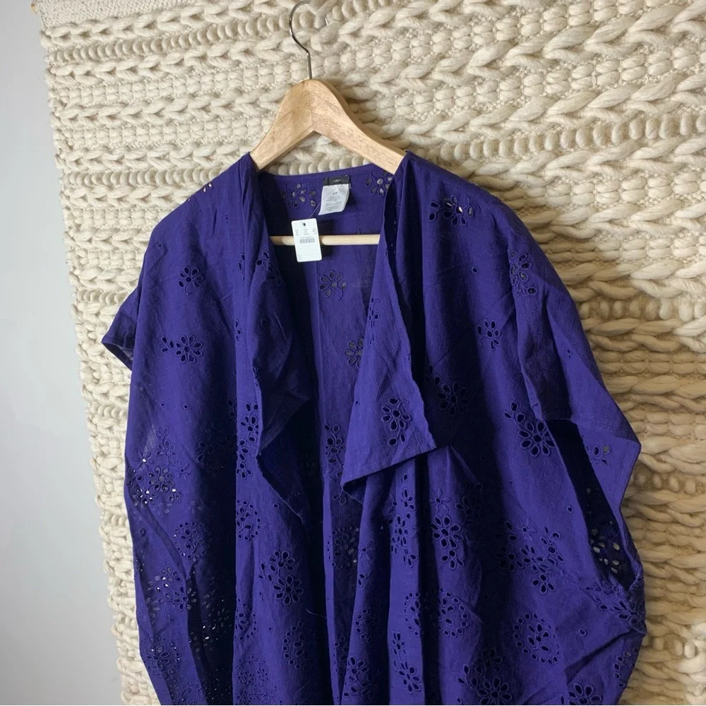 J. Crew Open Eyelets Oversized Navy Cardigan